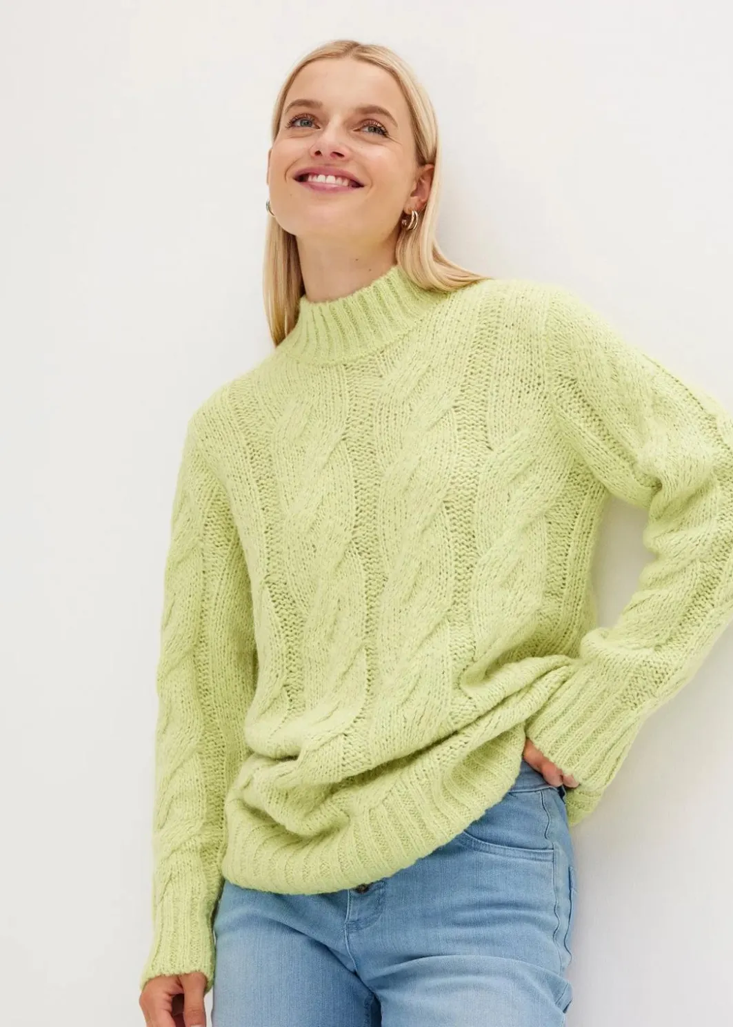 Damen bonprix Pullover & Strickjacken|Strickmode|Pullover mit Zopfmuster