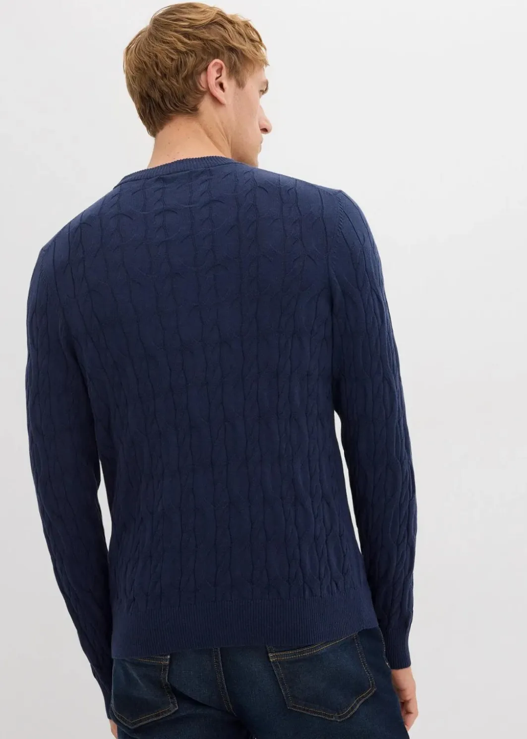 Online Pullover mit Zopfstrickmuster aus recyclingfähiger Baumwolle Herren Große Größen|Pullover & Strickjacken