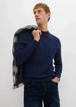 Online Pullover mit Zopfstrickmuster aus recyclingfähiger Baumwolle Herren Große Größen|Pullover & Strickjacken
