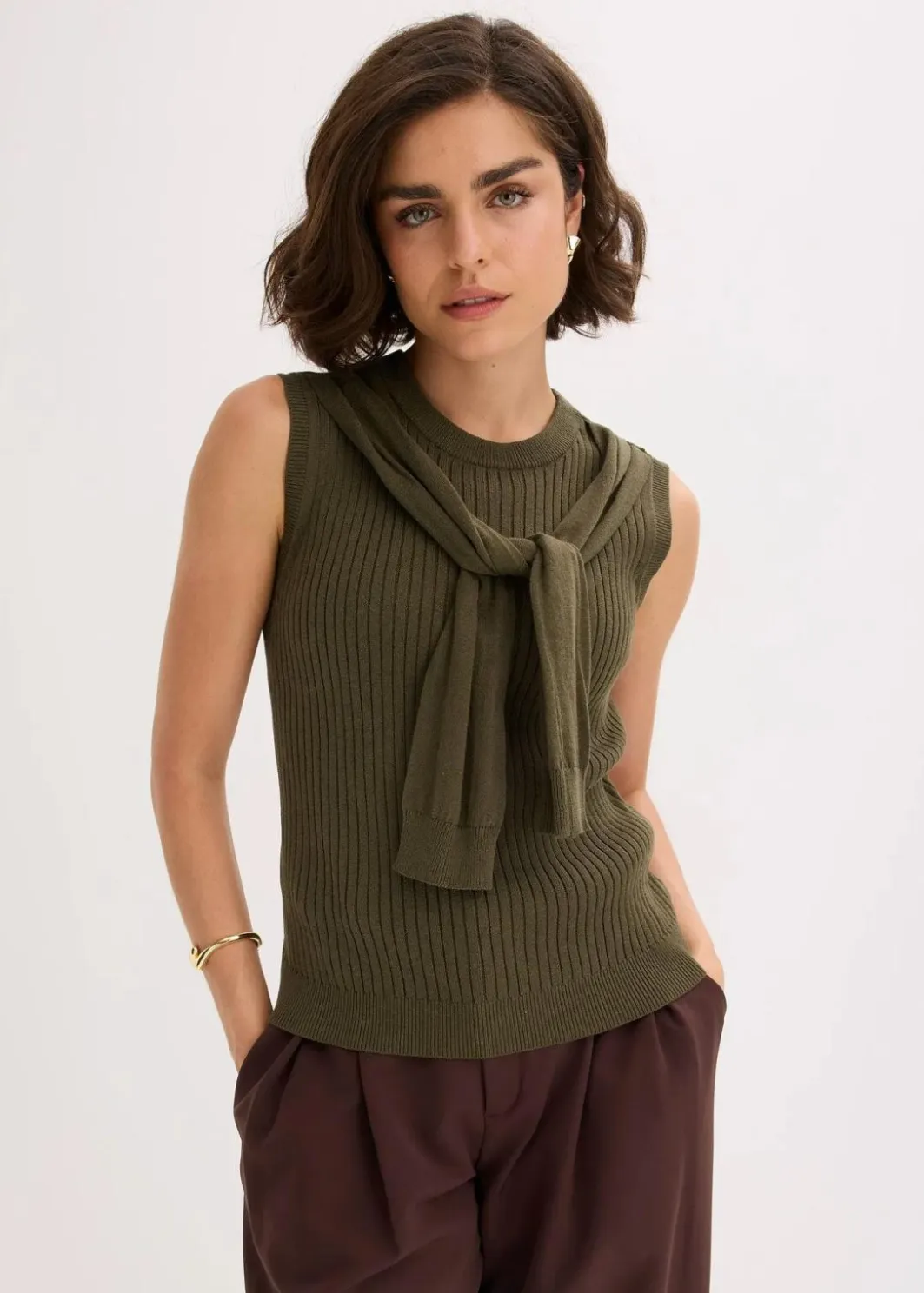 Damen bonprix Pullover & Strickjacken|Strickmode|Pullunder aus Baumwolle