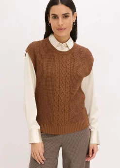 Damen bonprix Pullover & Strickjacken|Strickmode|Pullunder mit Baumwollanteil