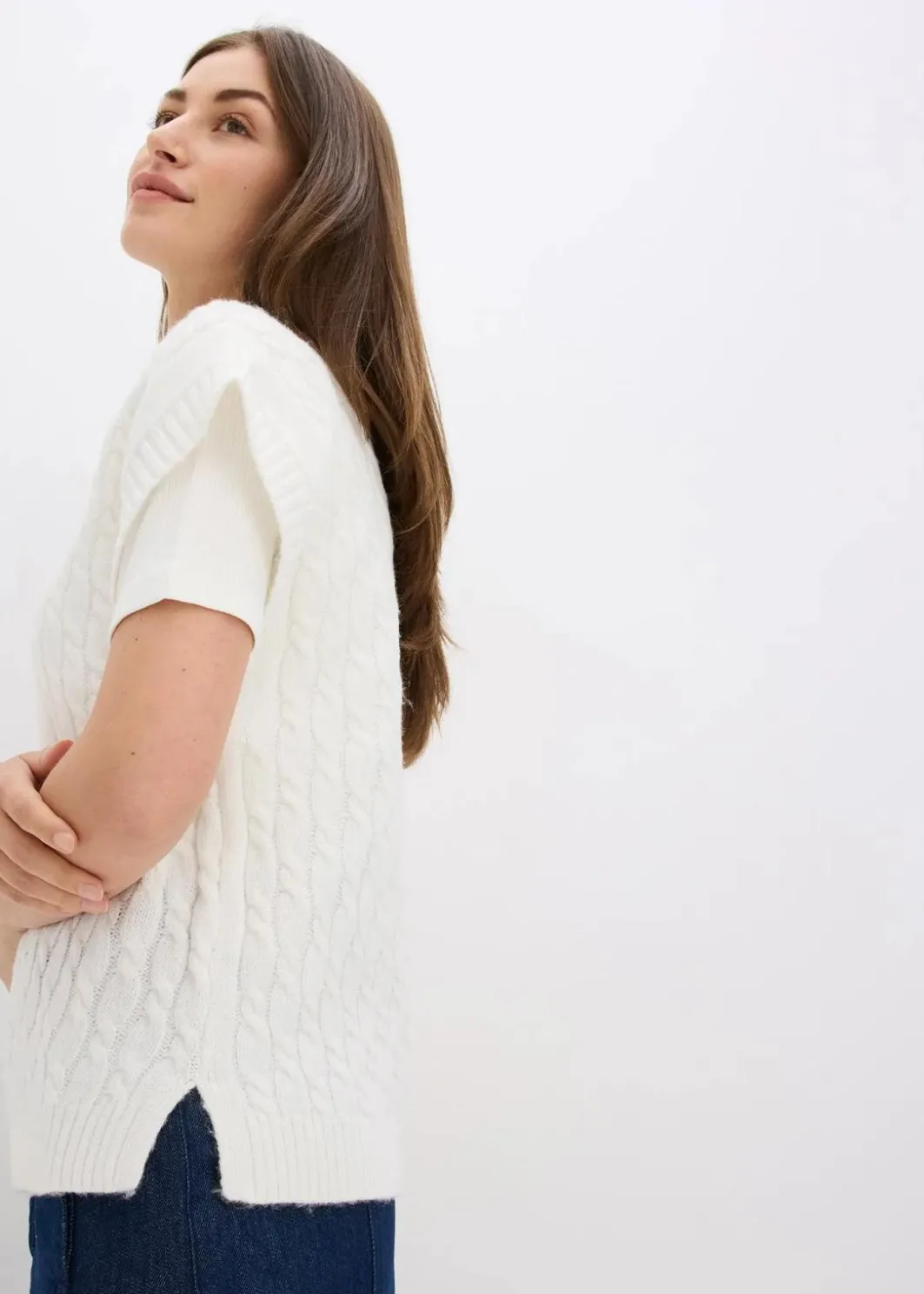 Damen bonprix Bekleidung·Umstandsmode|Bekleidung·Jeans|Pullunder mit Zopfmuster