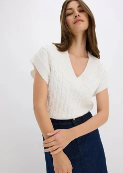 Damen bonprix Bekleidung·Umstandsmode|Bekleidung·Jeans|Pullunder mit Zopfmuster