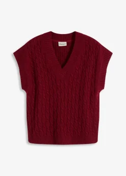 Sale Pullunder mit Zopfmuster Damen Nachhaltigere Materialien|Pullover & Strickjacken