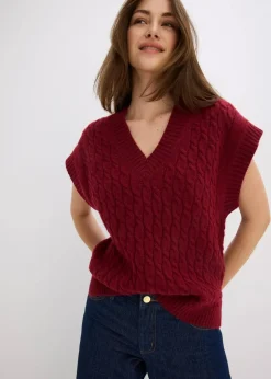 Sale Pullunder mit Zopfmuster Damen Nachhaltigere Materialien|Pullover & Strickjacken
