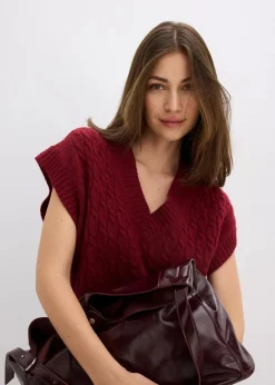 Sale Pullunder mit Zopfmuster Damen Nachhaltigere Materialien|Pullover & Strickjacken