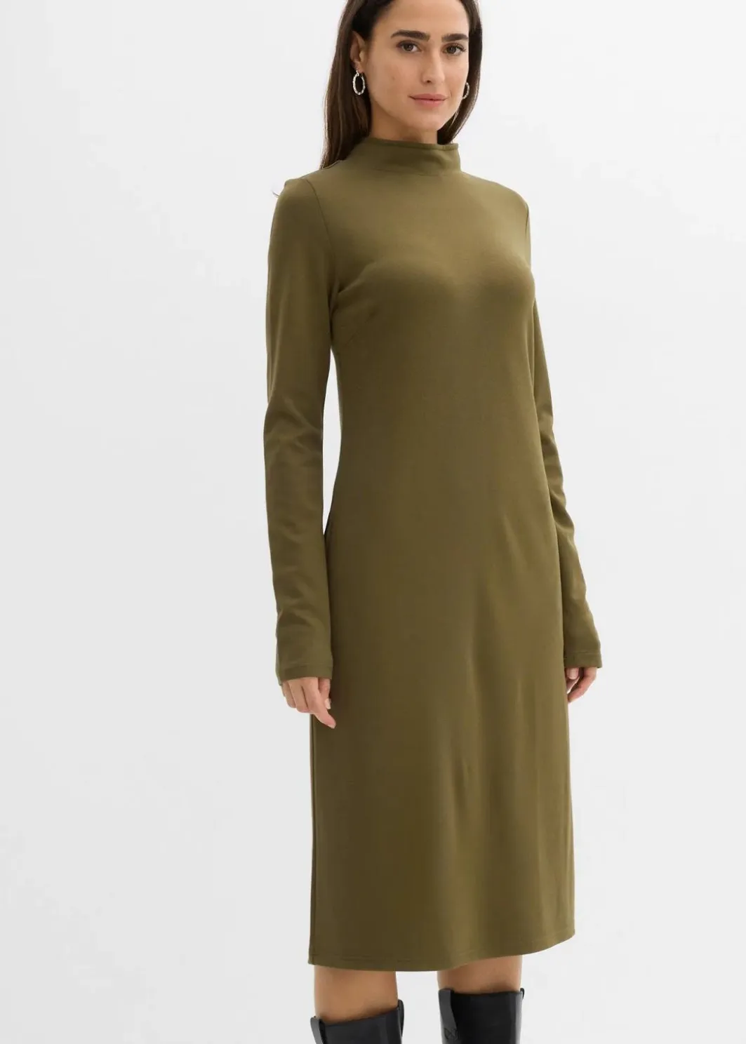 Damen bonprix Kleider|Basics|Punto Di Roma Kleid mit Stehkragen