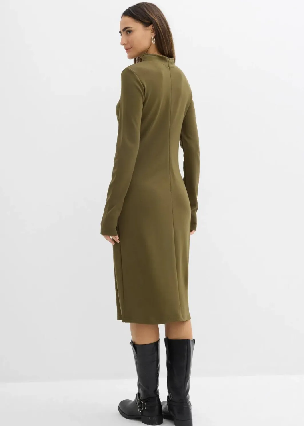 Damen bonprix Kleider|Basics|Punto Di Roma Kleid mit Stehkragen
