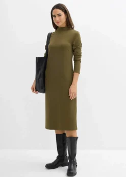 Damen bonprix Kleider|Basics|Punto Di Roma Kleid mit Stehkragen