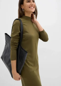 Damen bonprix Kleider|Basics|Punto Di Roma Kleid mit Stehkragen