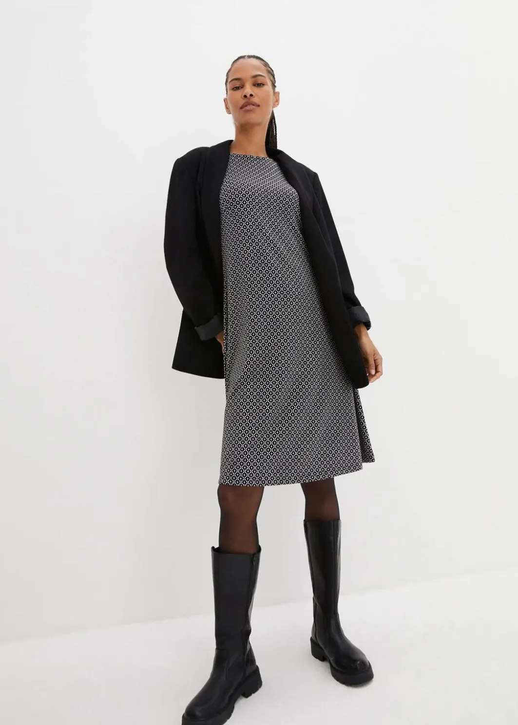 Discount Punto di Roma-Kleid mit Jaquardmuster aus Viskose-Mix Damen Kleider|Bekleidung·Pullover & Strickjacken