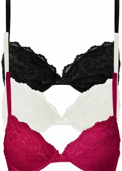 Online Push-up-BH mit feiner Spitze (3er Pack) Damen Große Cups D-H|Nachhaltigere Materialien