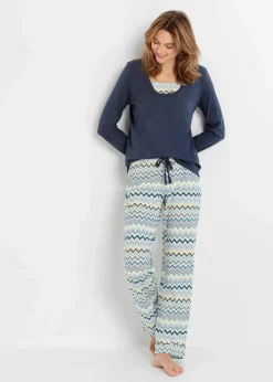 Damen bonprix Wäsche·Nachtwäsche|Nachtwäsche|Pyjama aus reiner Baumwolle