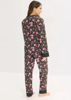 Damen bonprix Wäsche·Nachtwäsche|Nachtwäsche|Pyjama aus reiner Baumwolle