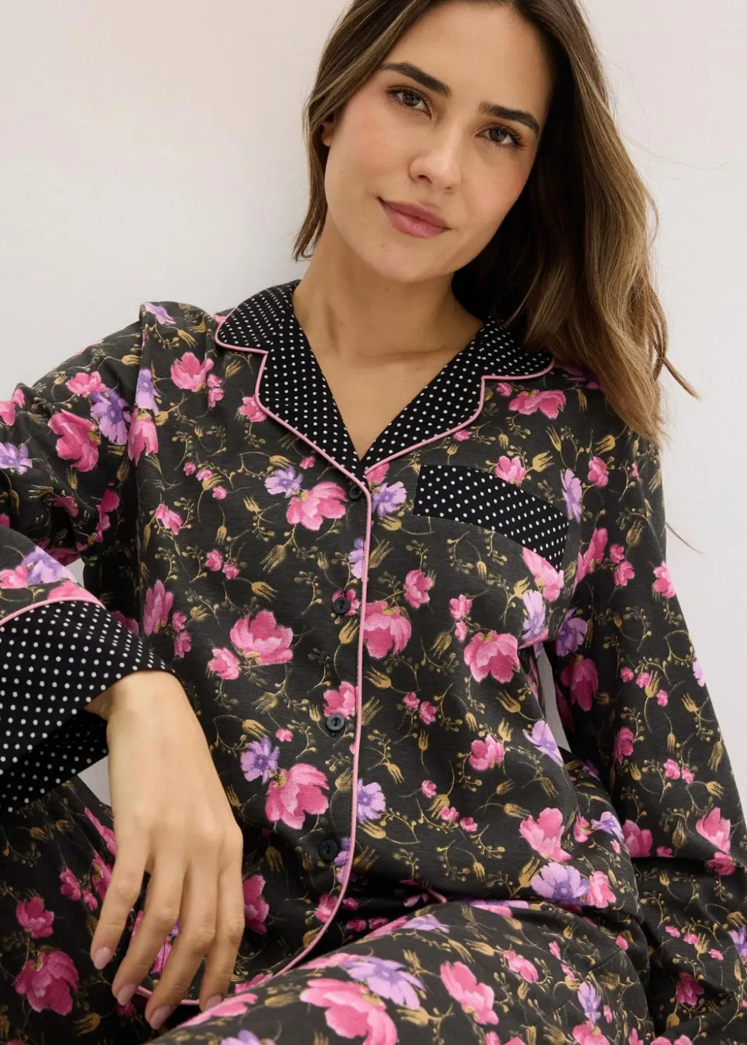Damen bonprix Wäsche·Nachtwäsche|Nachtwäsche|Pyjama aus reiner Baumwolle
