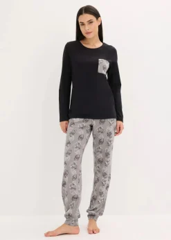 Damen bonprix Wäsche·Nachtwäsche|Nachtwäsche|Pyjama aus reiner Baumwolle