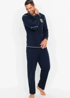 Herren bonprix Pyjamas|Große Größen|Pyjama aus reiner Baumwolle mit langen Ärmeln.