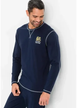 Herren bonprix Pyjamas|Große Größen|Pyjama aus reiner Baumwolle mit langen Ärmeln.