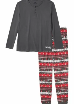 Herren bonprix Pyjamas|Große Größen|Pyjama aus reiner Baumwolle