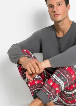 Herren bonprix Pyjamas|Große Größen|Pyjama aus reiner Baumwolle