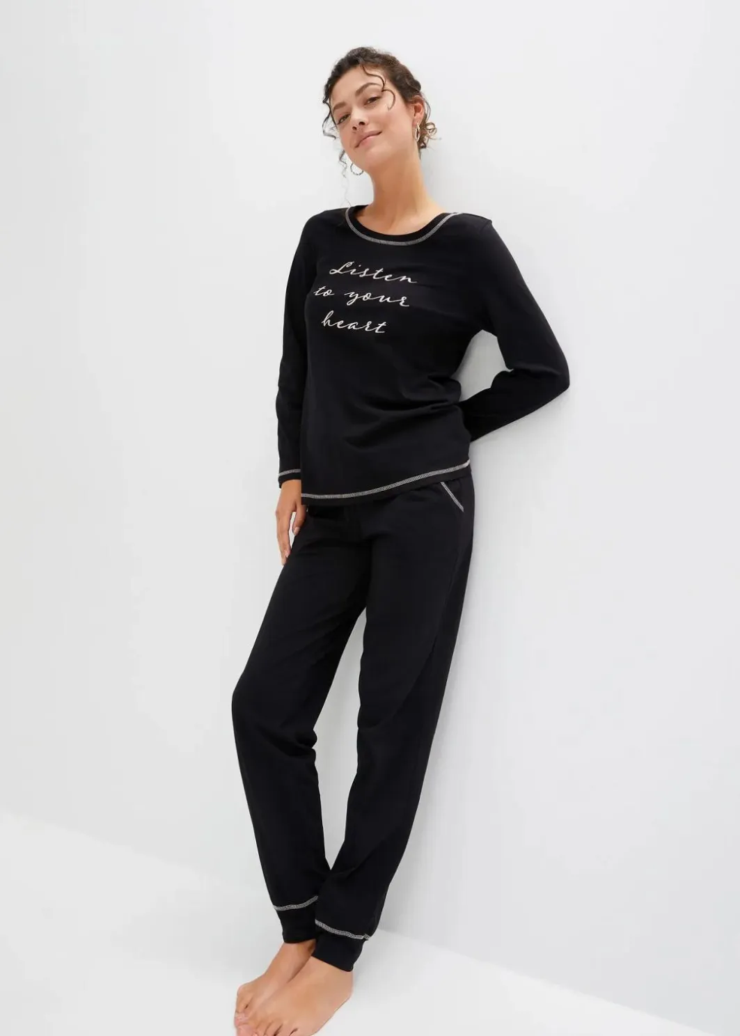 Damen bonprix Wäsche·Nachtwäsche|Nachtwäsche|Pyjama aus reiner Baumwolle