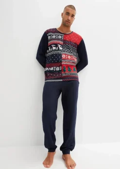Herren bonprix Pyjamas|Große Größen|Pyjama aus reiner Baumwolle mit langen Ärmeln