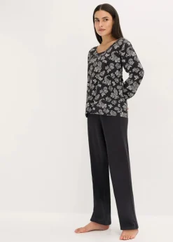 Damen bonprix Nachtwäsche|Pyjama aus reiner Baumwolle