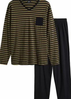 Clearance Pyjama aus reiner Baumwolle mit langen Ärmeln Herren Pyjamas|Große Größen