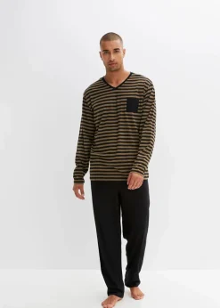 Clearance Pyjama aus reiner Baumwolle mit langen Ärmeln Herren Pyjamas|Große Größen