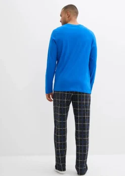 Herren bonprix Pyjamas|Große Größen|Pyjama aus reiner Baumwolle mit Knopfleiste und langen Ärmeln