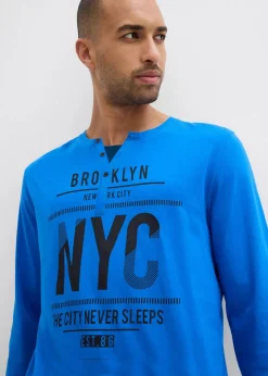 Herren bonprix Pyjamas|Große Größen|Pyjama aus reiner Baumwolle mit Knopfleiste und langen Ärmeln