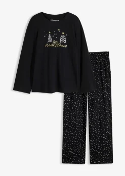 Pyjama aus reiner Baumwolle mit Glitzerdruck Damen Wäsche·Nachtwäsche|Nachtwäsche