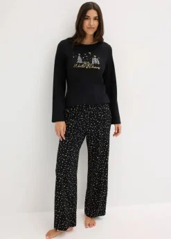 Pyjama aus reiner Baumwolle mit Glitzerdruck Damen Wäsche·Nachtwäsche|Nachtwäsche