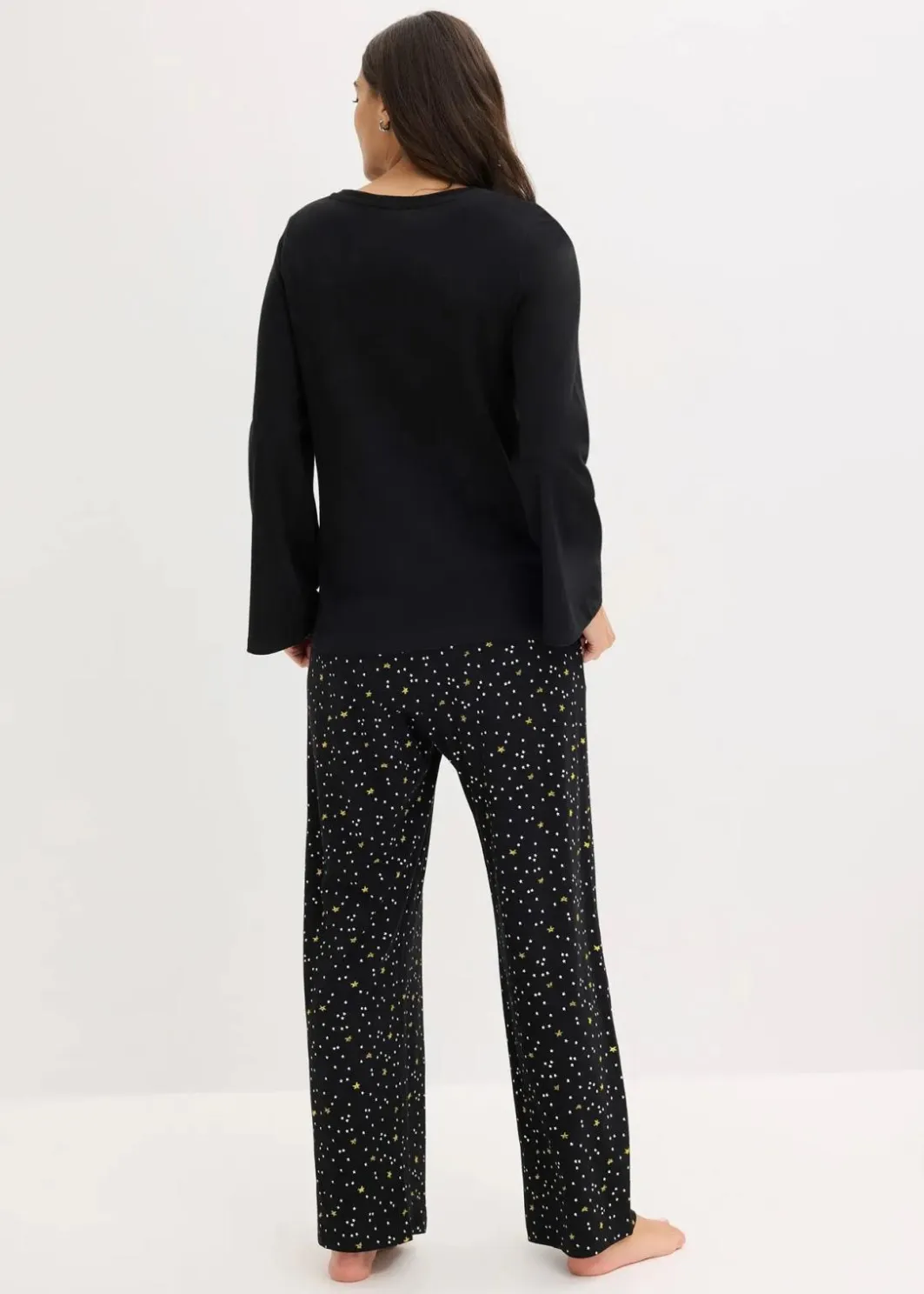 Pyjama aus reiner Baumwolle mit Glitzerdruck Damen Wäsche·Nachtwäsche|Nachtwäsche