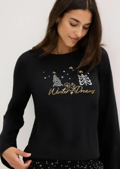Pyjama aus reiner Baumwolle mit Glitzerdruck Damen Wäsche·Nachtwäsche|Nachtwäsche