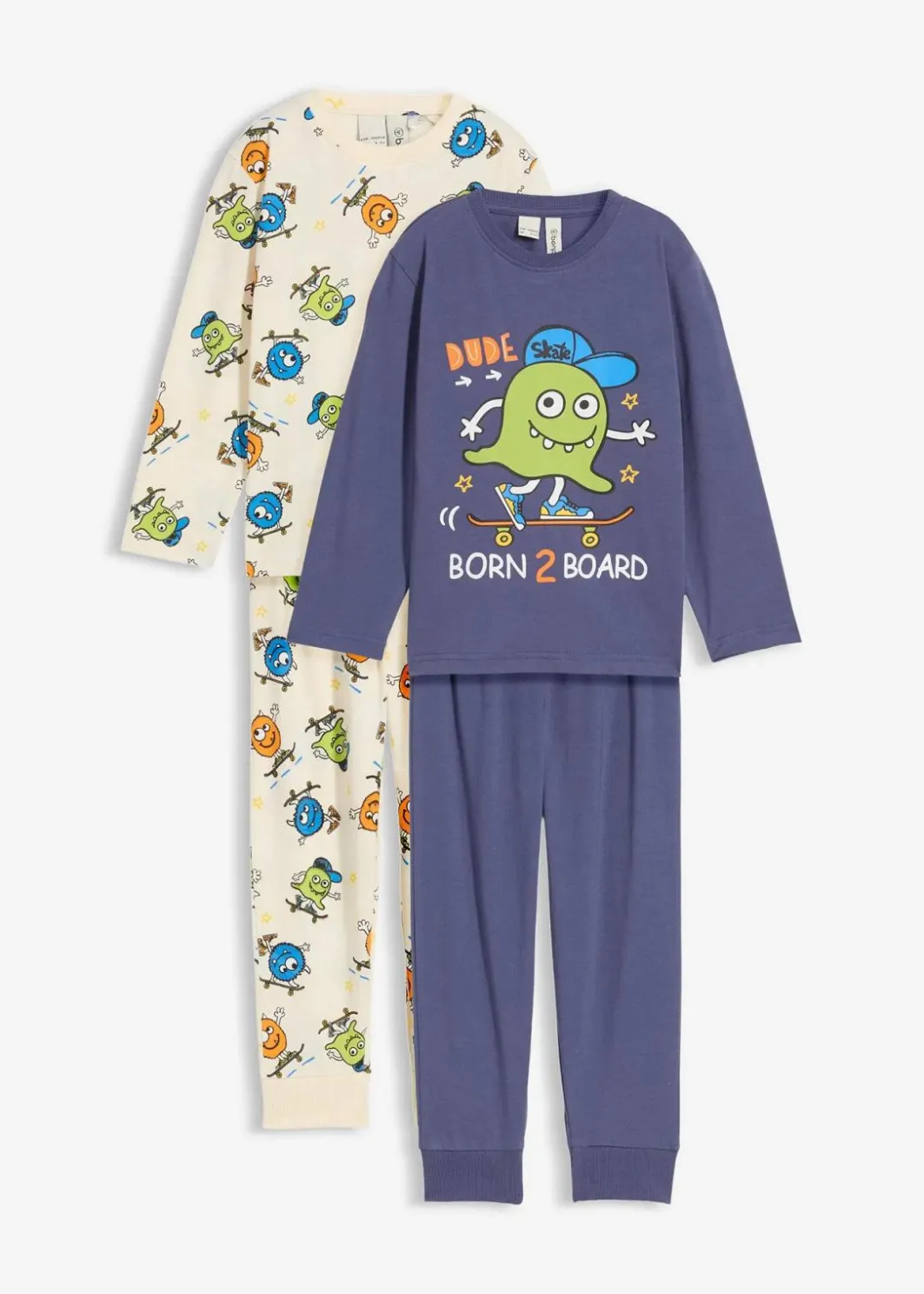 Kinder bonprix Jungen·Nachtwäsche|Pyjama aus reiner Bio-Baumwolle (4-tlg.Set)