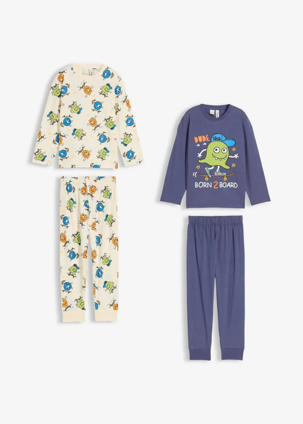 Kinder bonprix Jungen·Nachtwäsche|Pyjama aus reiner Bio-Baumwolle (4-tlg.Set)