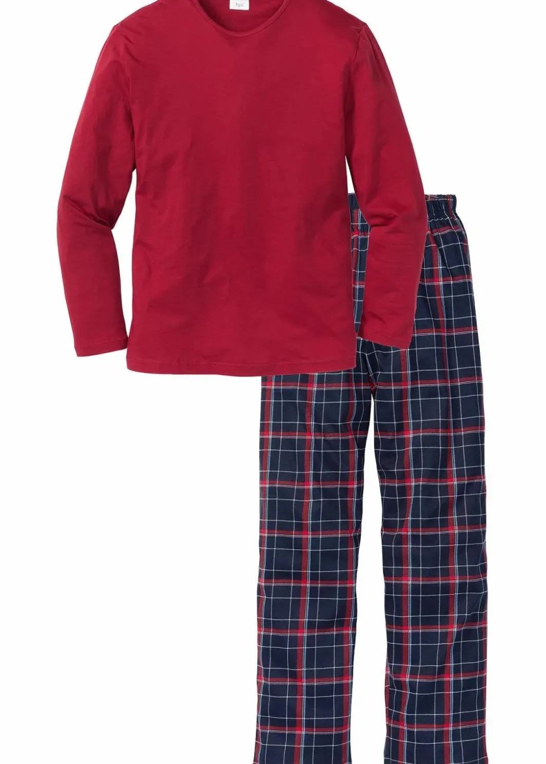 Herren bonprix Pyjamas|Große Größen|Pyjama aus reiner Bio-Baumwolle mit langen Ärmeln.