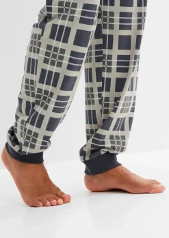 Herren bonprix Pyjamas|Große Größen|Pyjama aus reiner Bio-Baumwolle mit langen Ärmeln
