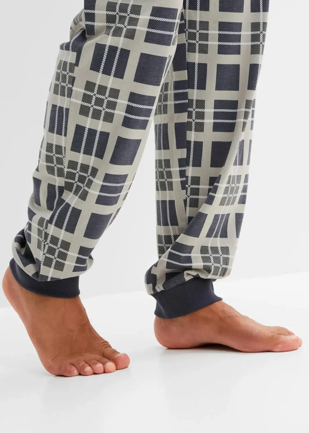 Herren bonprix Pyjamas|Große Größen|Pyjama aus reiner Bio-Baumwolle mit langen Ärmeln