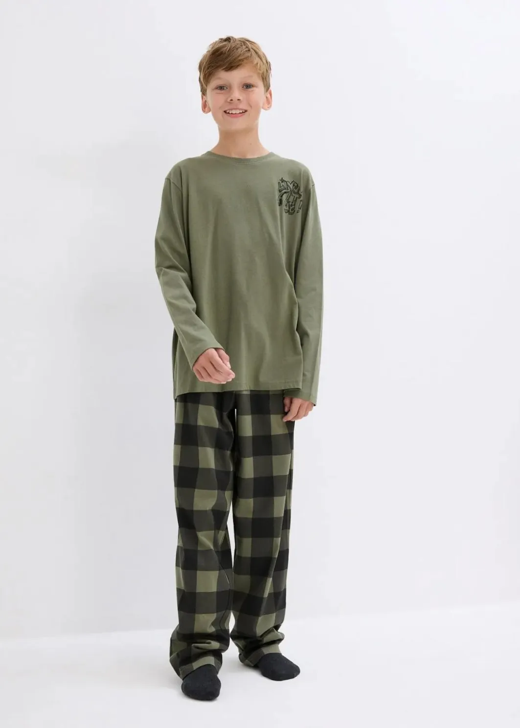 Kinder bonprix Jungen·Nachtwäsche|Pyjama aus reiner Bio-Baumwolle (2-tlg. Set)