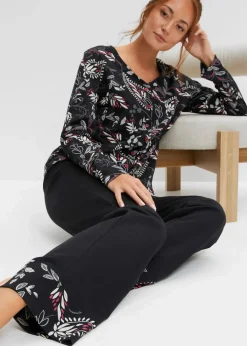 Damen bonprix Wäsche·Nachtwäsche|Nachhaltigere Materialien|Pyjama aus reiner Bio-Baumwolle