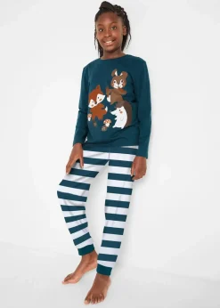 Kinder bonprix Jungen·Nachtwäsche|Mädchen·Nachtwäsche|Pyjama aus reiner Bio-Baumwolle (2-tlg. Set)