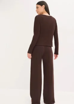 Damen bonprix Wäsche·Nachtwäsche|Nachtwäsche|Pyjama aus Rippe mit Knopfleiste