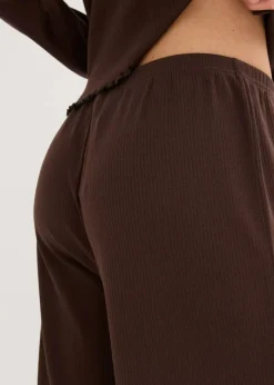 Damen bonprix Wäsche·Nachtwäsche|Nachtwäsche|Pyjama aus Rippe mit Knopfleiste