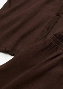 Damen bonprix Wäsche·Nachtwäsche|Nachtwäsche|Pyjama aus Rippe mit Knopfleiste
