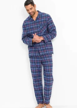Herren bonprix Pyjamas|Große Größen|Pyjama aus weichem Flanell mit Knopfleiste und langen Ärmeln.