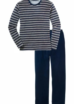 Discount Pyjama aus weichem Nicki-Material mit langen Ärmeln Herren Pyjamas|Große Größen