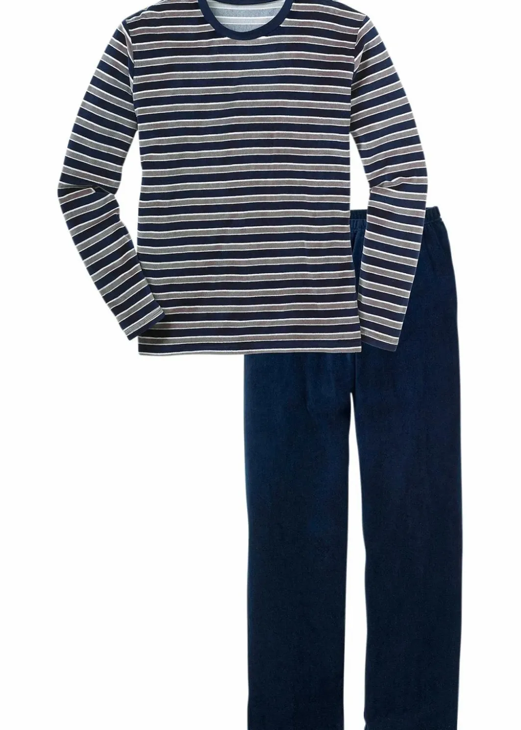 Discount Pyjama aus weichem Nicki-Material mit langen Ärmeln Herren Pyjamas|Große Größen