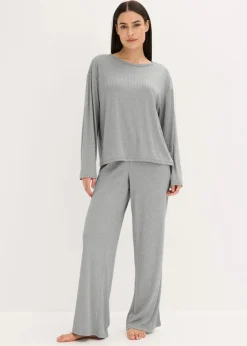 Outlet Pyjama aus weichem Pointelle-Jersey Damen Wäsche·Nachtwäsche|Nachtwäsche